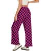 imageIWOLLENCE Womens Casual Loose Checkered Wide Leg Pants High Waist Straight Lounge Y2K Gingham Trousers SummerCdblack Hot Pink