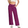 imageIWOLLENCE Womens Casual Loose Checkered Wide Leg Pants High Waist Straight Lounge Y2K Gingham Trousers SummerCdblack Hot Pink