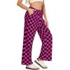 imageIWOLLENCE Womens Casual Loose Checkered Wide Leg Pants High Waist Straight Lounge Y2K Gingham Trousers SummerCdblack Hot Pink