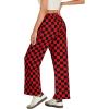 imageIWOLLENCE Womens Casual Loose Checkered Wide Leg Pants High Waist Straight Lounge Y2K Gingham Trousers SummerCdblack Red