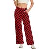 imageIWOLLENCE Womens Casual Loose Checkered Wide Leg Pants High Waist Straight Lounge Y2K Gingham Trousers SummerCdblack Red