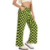 imageIWOLLENCE Womens Casual Loose Checkered Wide Leg Pants High Waist Straight Lounge Y2K Gingham Trousers SummerCdblack Yellow