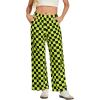 imageIWOLLENCE Womens Casual Loose Checkered Wide Leg Pants High Waist Straight Lounge Y2K Gingham Trousers SummerCdblack Yellow