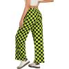 imageIWOLLENCE Womens Casual Loose Checkered Wide Leg Pants High Waist Straight Lounge Y2K Gingham Trousers SummerCdblack Yellow