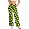 imageIWOLLENCE Womens Casual Loose Checkered Wide Leg Pants High Waist Straight Lounge Y2K Gingham Trousers SummerCdblack Yellow