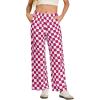 imageIWOLLENCE Womens Casual Loose Checkered Wide Leg Pants High Waist Straight Lounge Y2K Gingham Trousers SummerCddark Pink White