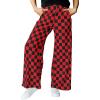 imageIWOLLENCE Womens Casual Loose Checkered Wide Leg Pants High Waist Straight Lounge Y2K Gingham Trousers SummerCdblack Red