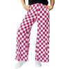 imageIWOLLENCE Womens Casual Loose Checkered Wide Leg Pants High Waist Straight Lounge Y2K Gingham Trousers SummerCddark Pink White