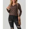 imageIWOLLENCE Womens Long Sleeve Aztec Western T Shirts Vintage Geometry Graphic Henley Tops Casual Button Down BlouseFpbrown Black Diamond