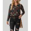 imageIWOLLENCE Womens Long Sleeve Aztec Western T Shirts Vintage Geometry Graphic Henley Tops Casual Button Down BlouseFpbrown Blue Diamond