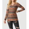 imageIWOLLENCE Womens Long Sleeve Aztec Western T Shirts Vintage Geometry Graphic Henley Tops Casual Button Down BlouseFphorse Diamond Stripe