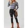 imageIWOLLENCE Womens Long Sleeve Aztec Western T Shirts Vintage Geometry Graphic Henley Tops Casual Button Down BlouseFpwhite Geometry