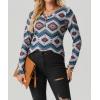 imageIWOLLENCE Womens Long Sleeve Aztec Western T Shirts Vintage Geometry Graphic Henley Tops Casual Button Down BlouseFpwhite Geometry