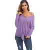 imageIWOLLENCE Womens Waffle Knit Tunic Blouse Tie Knot Henley Tops Loose Fitting Bat Wing Plain ShirtsLilac Purple