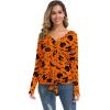 imageIWOLLENCE Womens Waffle Knit Tunic Blouse Tie Knot Henley Tops Loose Fitting Bat Wing Plain ShirtsZ02orange Pumpkin Witch