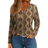 imageIWOLLENCE Womens Long Sleeve Aztec Western T Shirts Vintage Geometry Graphic Henley Tops Casual Button Down BlouseFpbrown Diamond Stripe