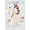 imageIWOLLENCE Womens Cargo Sweatpants Baggy Wide Straight Leg Sweats Pants with PocketsE02 Apricot