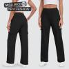 imageIWOLLENCE Womens Cargo Sweatpants Baggy Wide Straight Leg Sweats Pants with PocketsE02 Black