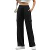 imageIWOLLENCE Womens Cargo Sweatpants Baggy Wide Straight Leg Sweats Pants with PocketsE02 Black