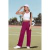imageIWOLLENCE Womens Cargo Sweatpants Baggy Wide Straight Leg Sweats Pants with PocketsE02 Dragon Fruit Red