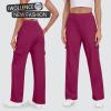 imageIWOLLENCE Womens Cargo Sweatpants Baggy Wide Straight Leg Sweats Pants with PocketsE02 Dragon Fruit Red