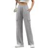 imageIWOLLENCE Womens Cargo Sweatpants Baggy Wide Straight Leg Sweats Pants with PocketsE02 Gray