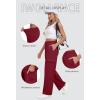 imageIWOLLENCE Womens Cargo Sweatpants Baggy Wide Straight Leg Sweats Pants with PocketsE02 Wine Red