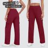 imageIWOLLENCE Womens Cargo Sweatpants Baggy Wide Straight Leg Sweats Pants with PocketsE02 Wine Red