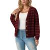 imageIWOLLENCE Womens Lightweight Cropped Cardigan V Neck Long Sleeve Waffle Knitted Button Up Sweater Tops TrendyAdark Red