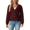 imageIWOLLENCE Womens Lightweight Cropped Cardigan V Neck Long Sleeve Waffle Knitted Button Up Sweater Tops TrendyAdark Red
