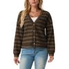 imageIWOLLENCE Womens Lightweight Cropped Cardigan V Neck Long Sleeve Waffle Knitted Button Up Sweater Tops TrendyAgrey Coffee