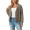 imageIWOLLENCE Womens Lightweight Cropped Cardigan V Neck Long Sleeve Waffle Knitted Button Up Sweater Tops TrendyAgrey Khaki