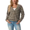 imageIWOLLENCE Womens Lightweight Cropped Cardigan V Neck Long Sleeve Waffle Knitted Button Up Sweater Tops TrendyAgrey Khaki