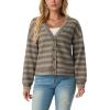 imageIWOLLENCE Womens Lightweight Cropped Cardigan V Neck Long Sleeve Waffle Knitted Button Up Sweater Tops TrendyAgrey Khaki