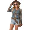 imageIWOLLENCE Womens Long Sleeve Aztec Western T Shirts Vintage Geometry Graphic Henley Tops Casual Button Down BlouseFpblue Paisley
