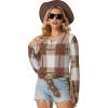 imageIWOLLENCE Womens Long Sleeve Aztec Western T Shirts Vintage Geometry Graphic Henley Tops Casual Button Down BlousePlbrown White Plaid
