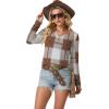 imageIWOLLENCE Womens Long Sleeve Aztec Western T Shirts Vintage Geometry Graphic Henley Tops Casual Button Down BlousePlbrown White Plaid