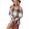 imageIWOLLENCE Womens Long Sleeve Aztec Western T Shirts Vintage Geometry Graphic Henley Tops Casual Button Down BlousePlbrown White Plaid