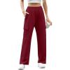 imageIWOLLENCE Womens Cargo Sweatpants Baggy Wide Straight Leg Sweats Pants with PocketsE02 Wine Red