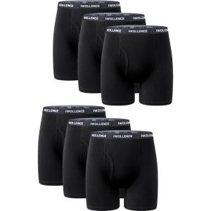 imageIWOLLENCE Mens Boxer Briefs Breathable Soft MoistureWicking Cotton Underwear with Comfort Flex Waistband MultipackBlack 6pack