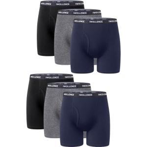 imageIWOLLENCE Mens Boxer Briefs Breathable Soft MoistureWicking Cotton Underwear with Comfort Flex Waistband MultipackMulticolor 6pack B1