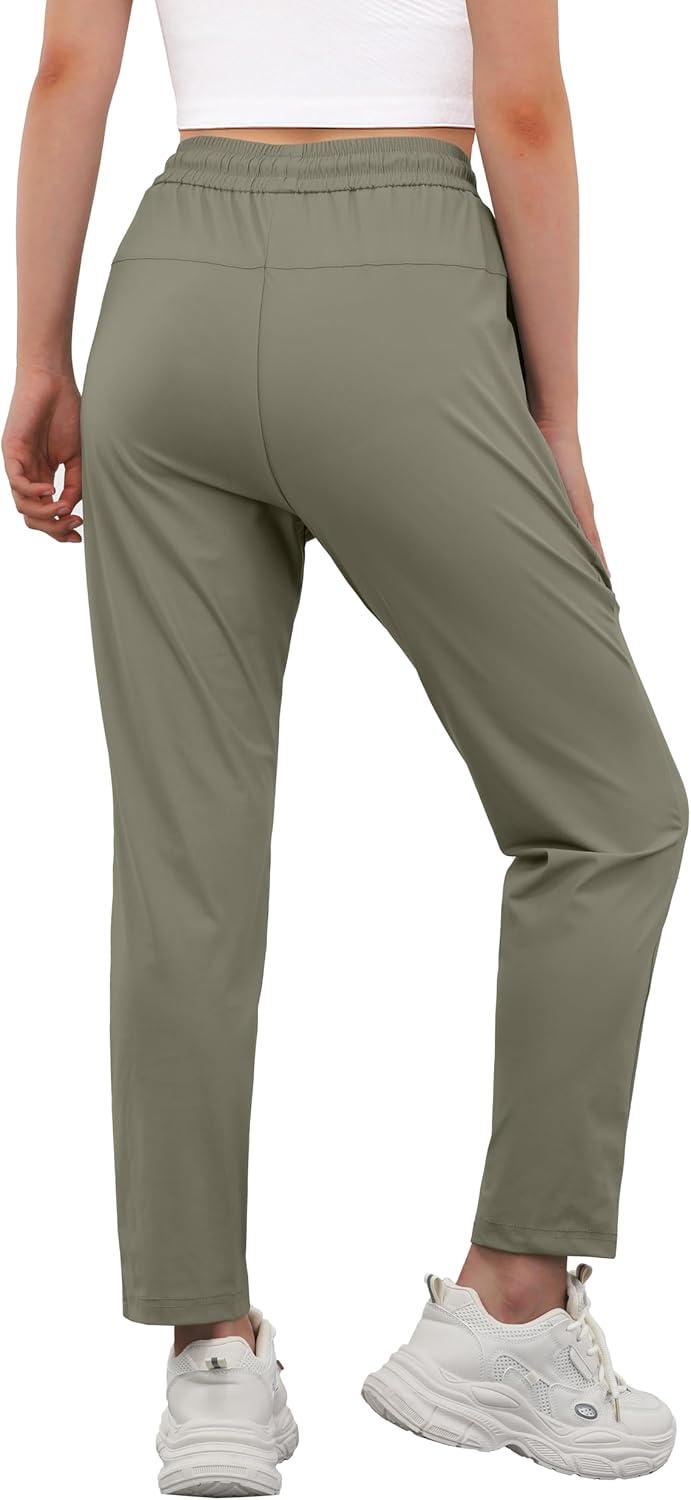 imageIWOLLENCE Womens Active Stretch Pants Quick Dry Breathable Athletic Comfy Fit Hiking Pant with Zipper PocketsCkhaki