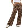 imageIWOLLENCE Womens Casual Loose Checkered Wide Leg Pants High Waist Straight Lounge Y2K Gingham Trousers SummerLdkhaki Brown Leopard