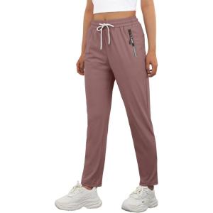 imageIWOLLENCE Womens Active Stretch Pants Quick Dry Breathable Athletic Comfy Fit Hiking Pant with Zipper PocketsCdark Pink