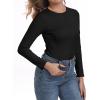 imageIWOLLENCE Womens Long Sleeve Thermal Shirts Crewneck Fleece Undershirt Plain Base Layer Tops Cold Weather UnderwearCblack