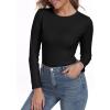 imageIWOLLENCE Womens Long Sleeve Thermal Shirts Crewneck Fleece Undershirt Plain Base Layer Tops Cold Weather UnderwearCblack