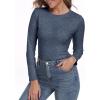 imageIWOLLENCE Womens Long Sleeve Thermal Shirts Crewneck Fleece Undershirt Plain Base Layer Tops Cold Weather UnderwearCblue