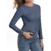imageIWOLLENCE Womens Long Sleeve Thermal Shirts Crewneck Fleece Undershirt Plain Base Layer Tops Cold Weather UnderwearCblue