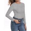 imageIWOLLENCE Womens Long Sleeve Thermal Shirts Crewneck Fleece Undershirt Plain Base Layer Tops Cold Weather UnderwearCgray