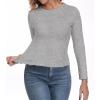 imageIWOLLENCE Womens Long Sleeve Thermal Shirts Crewneck Fleece Undershirt Plain Base Layer Tops Cold Weather UnderwearCgray